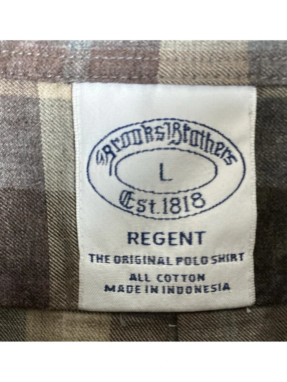 Brooks Brothers Button Down Long Sleeve Shirt Sz L Regent Brown Plaid Cotton